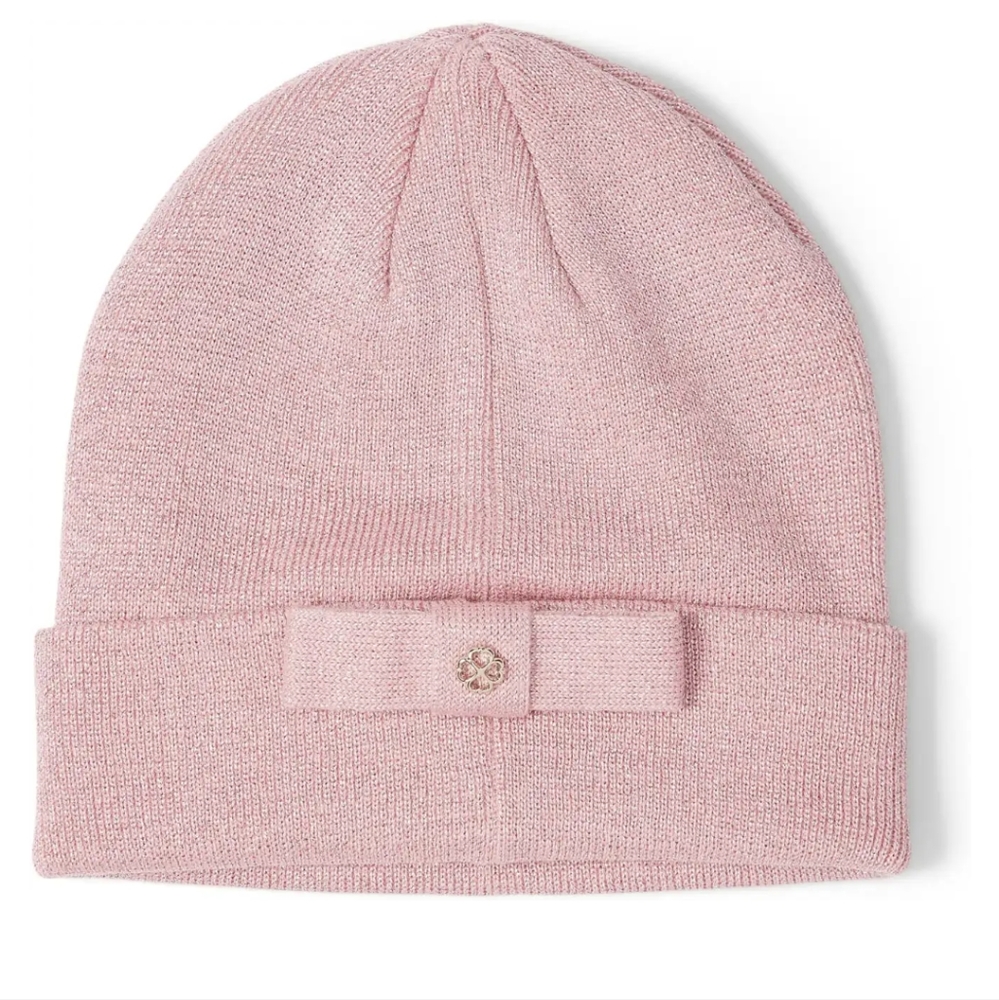 kate spade Metallic Rib Bow Beanie In Grapefruit Soda